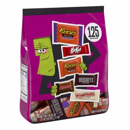 Hershey Assorted Flavored Halloween Candy Bulk Bag Perspective: back