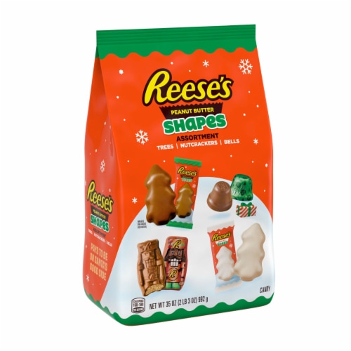 REESE'S Assorted Flavored Peanut Butter Shapes Christmas Candy Bag Perspective: back