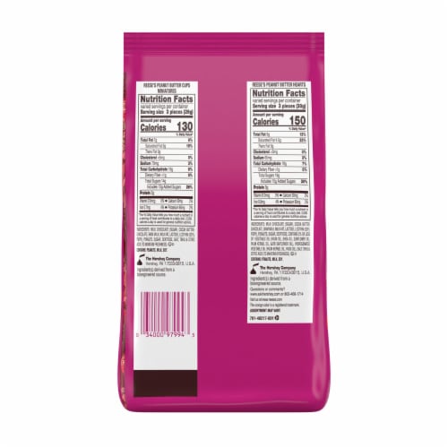 REESE'S Miniatures and Hearts Milk Chocolate Peanut Butter Candy Valentine's Day Variety Bag Perspective: back