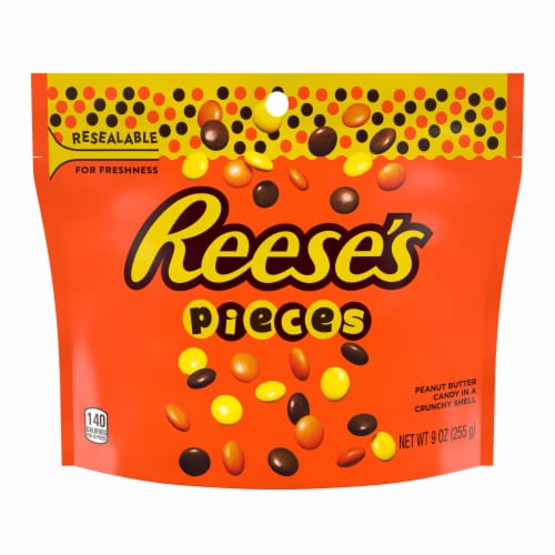 REESE'S PIECES Peanut Butter in a Crunchy Shell Candy Bag Perspective: back