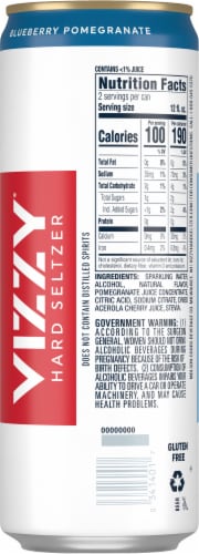 Vizzy Blueberry Pomegranate Hard Seltzer Single Can Perspective: back