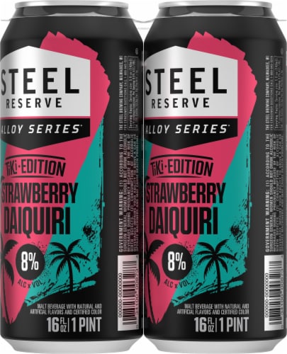 Steel Reserve Tiki Series Strawberry Daiquiri Flavored Hard Beverage Single Can Perspective: back