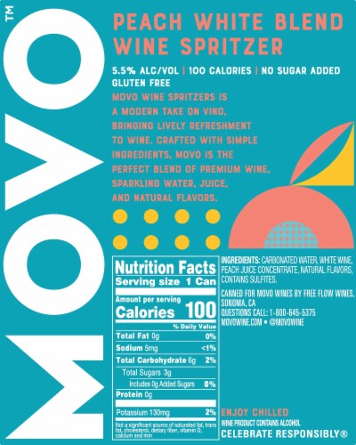 Movo Wine Spritzer Peach White Blend Wisconsin Wine Cans Perspective: back