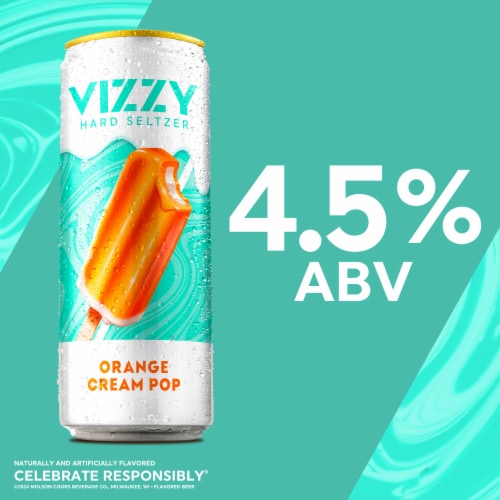 Vizzy Orange Cream Pop Gluten Free Hard Seltzer Perspective: back