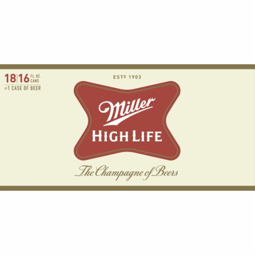Miller High Life American Lager Beer 18 Cans Perspective: back