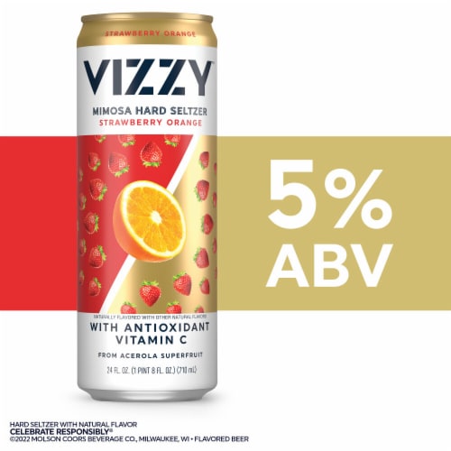 Vizzy Mimosa Strawberry Orange Hard Seltzer Perspective: back
