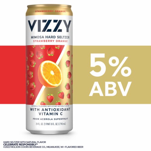 Vizzy Mimosa Strawberry Orange Hard Seltzer Perspective: back