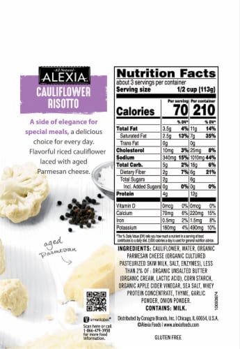 Alexia Cauliflower Risotto with Parmesan Cheese & Sea Salt Perspective: back