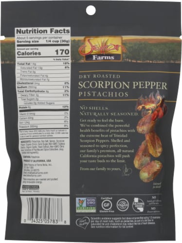 Setton Farms® Dry Roasted Scorpion Pepper Pistachios Perspective: back