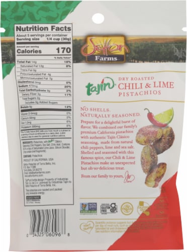 Setton Farms® Tajin® Chili & Lime Pistachios Perspective: back