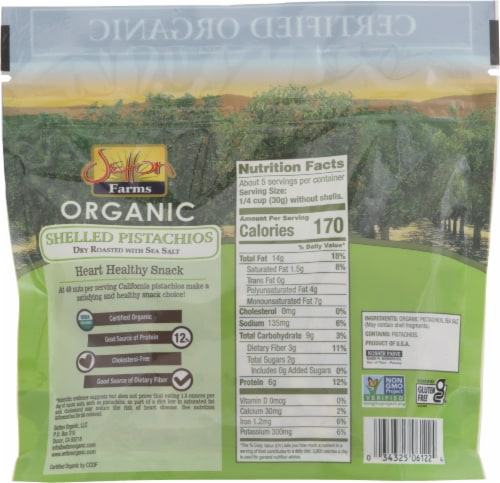 Setton Farms® Organic Shelled Pistachio Kernels Dry Roasted with Sea Salt Perspective: back