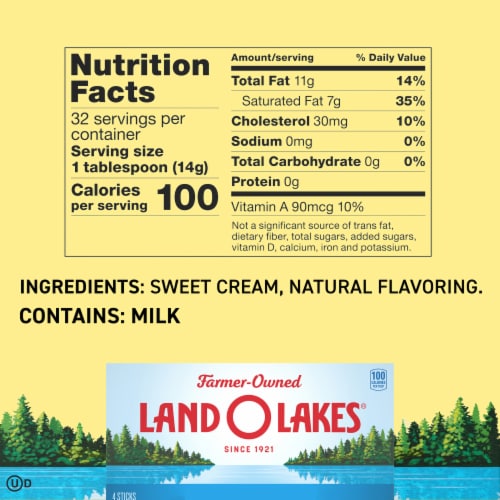 Land O Lakes Unsalted Butter Stick Butter Made with Sweet Cream Perspective: back
