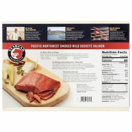 SeaBear Smoked Sockeye Salmon Wood Gift Box Perspective: back