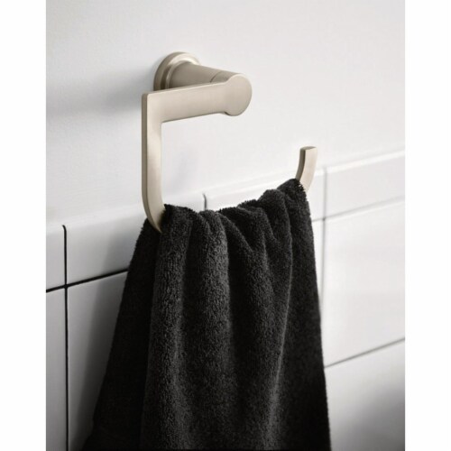 Moen Rinza Brushed Nickel Finished Zinc Towel Ring Y1186BN Perspective: back
