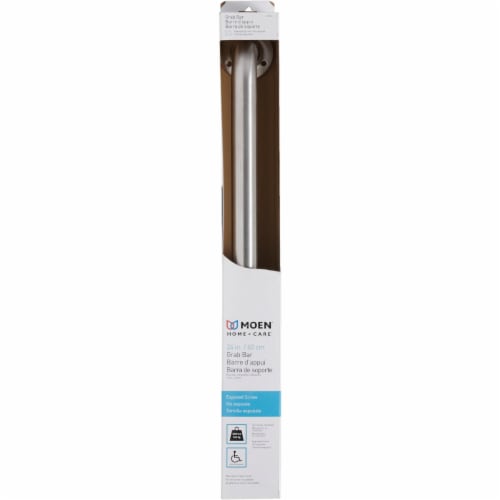 Moen Home Care 24 In. x 1-1/2 In. Exposed Screw Grab Bar, Stainless Steel LR7524 Perspective: back