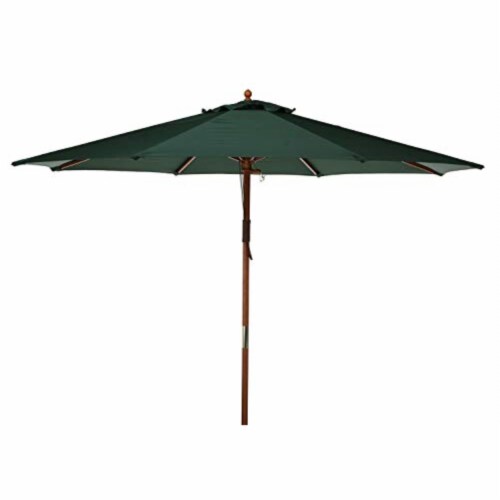 Bond Shade Factory 9 Ft. Wooden Double Pulley Green Market Umbrella Y99153 Perspective: back
