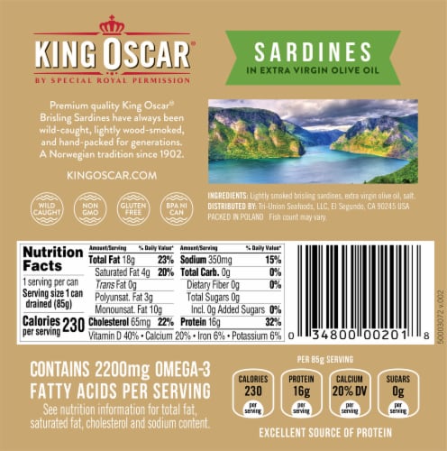 King Oscar® Wild Caught Sardines in Extra Virgin Olive Oil Perspective: back