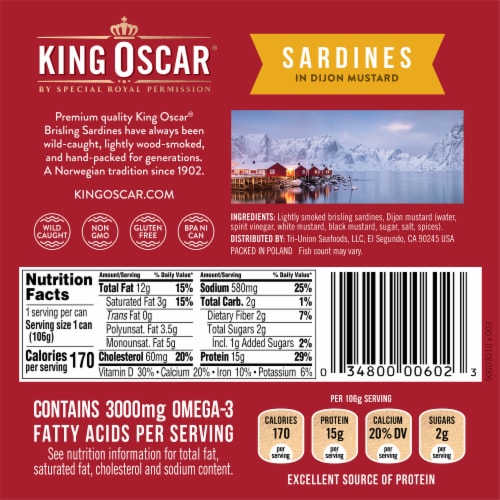 King Oscar Sardines 1-Layer Dijon Mustard 3.75 ounces Perspective: back