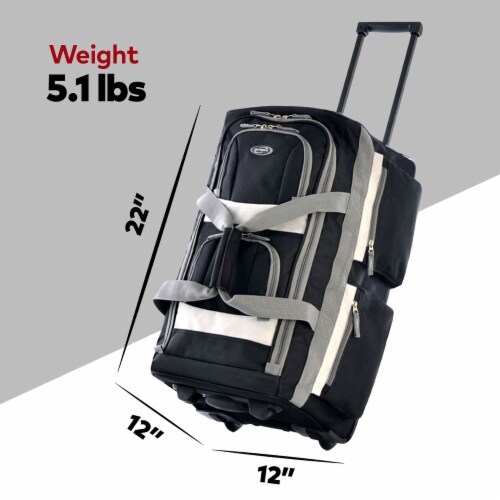 Olympia 8 Pocket U Shape Black Rolling Duffel Bag with Retractable Handle Perspective: back
