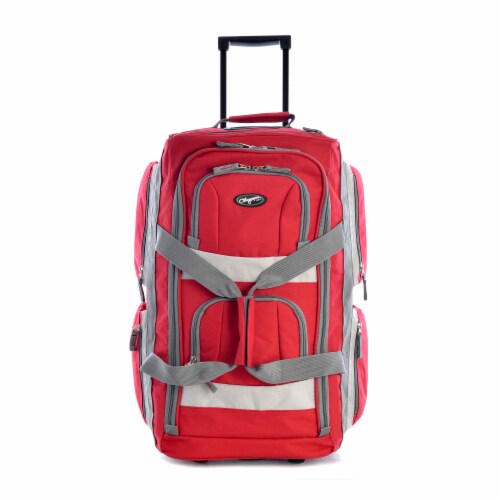 Olympia 22 Inch 8 Pocket U Shape Rolling Duffel Bag with Retractable Handle Red 1 Piece Kroger