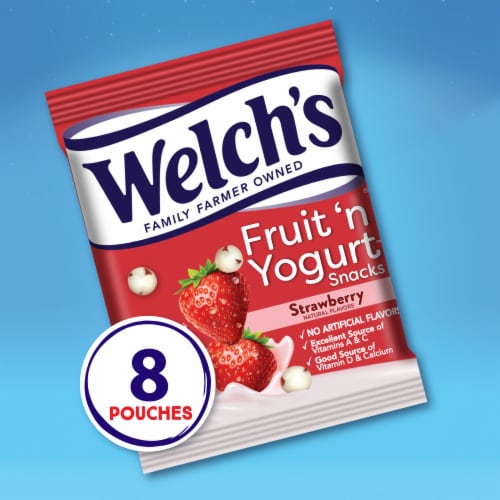 Welch's Strawberry Fruit n Yogurt 0.7oz Pouches - 8ct Box Perspective: back