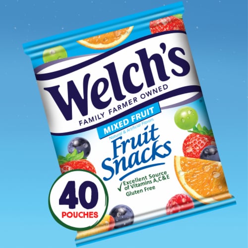 Welch's Mixed Fruit Fruit Snacks 0.8oz Pouches - 40ct Box Perspective: back