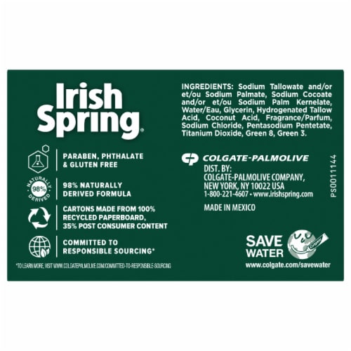 Irish Spring Original Scent Deodorant Bar Soap Perspective: back
