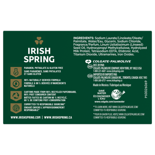 Irish Spring Moisture Blast with Hydrobeads12 Bars Perspective: back