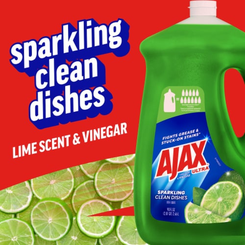 Ajax Ultra Liquid Dish Soap Vinegar and Lime Scent Sparkling Clean Dishes Perspective: back
