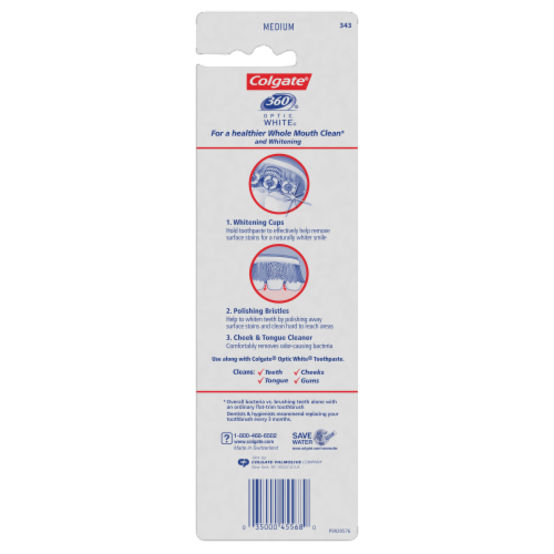 Colgate 360 Optic White Toothbrush Medium Perspective: back