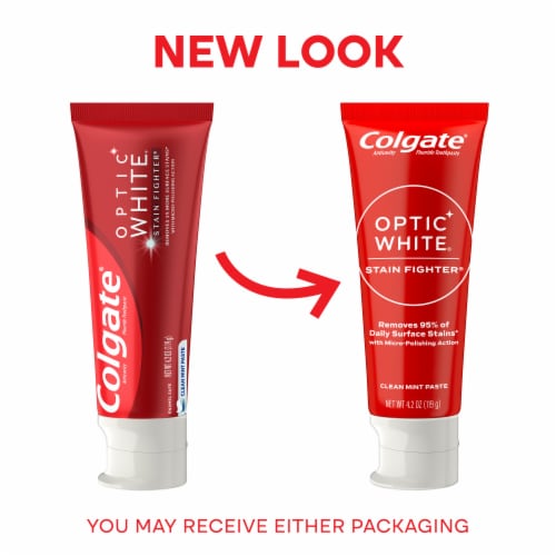 Colgate Optic White Stain Fighter Teeth Whitening Toothpaste in Clean Mint Paste