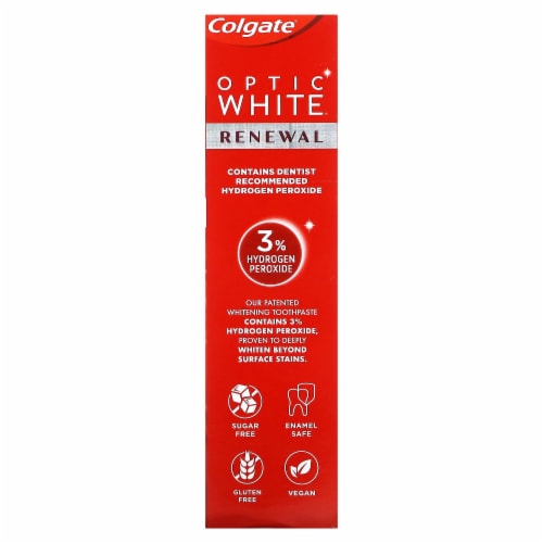 Colgate Optic White Renewal Teeth Whitening Enamel Strength Toothpaste Perspective: back