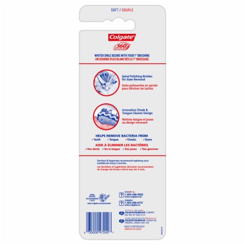 Colgate® 360 Advanced Optic White® Manual Toothbrushes Perspective: back