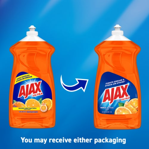 Ajax Ultra Dish Liquid/Hand Soap, Orange, Triple Action - 52 fl oz