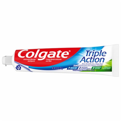 Colgate Triple Action Toothpaste with Mint Flavor Perspective: back