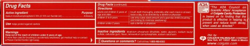 Colgate Cavity Protection Toothpaste Perspective: back
