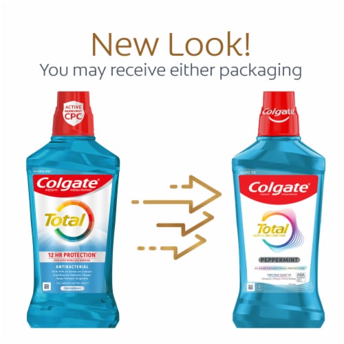 Colgate Total Alcohol Free Mouthwash in Peppermint Perspective: back