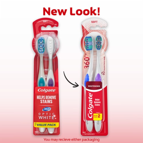 Colgate 360 Optic White Soft Whitening Toothbrush Perspective: back
