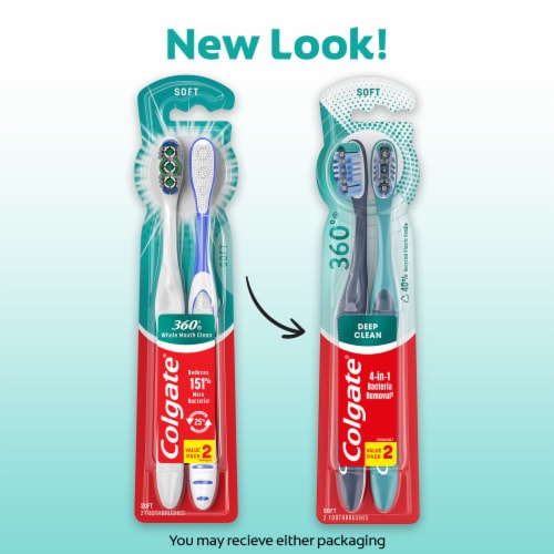 Colgate® 360® Whole Mouth Clean Soft Toothbrush Value Pack Perspective: back