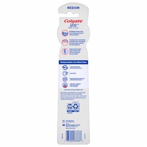 Colgate 360 Whole Mouth Clean Toothbrush Pack Medium Perspective: back