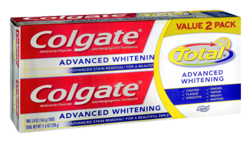 Colgate Total Advanced Whitening Stain Removal Toothpaste Twin Pack Perspective: back