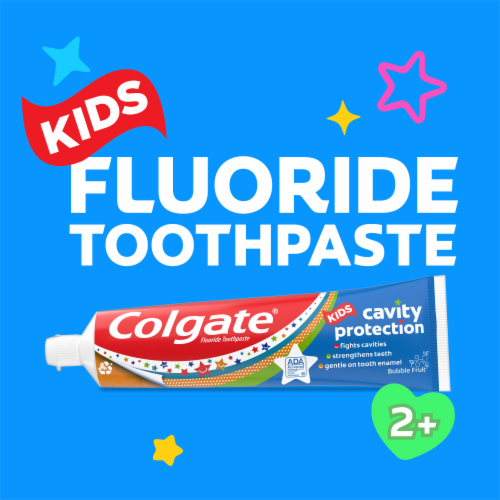 Colgate Cavity Protection Toothpaste for Kids with Fluoride in Bubble Fruit Flavor Perspective: back