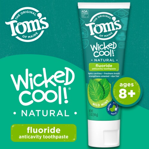 Tom's of Maine Wicked Cool! Fluoride Natural Toothpaste for Kids Mild Mint Perspective: back