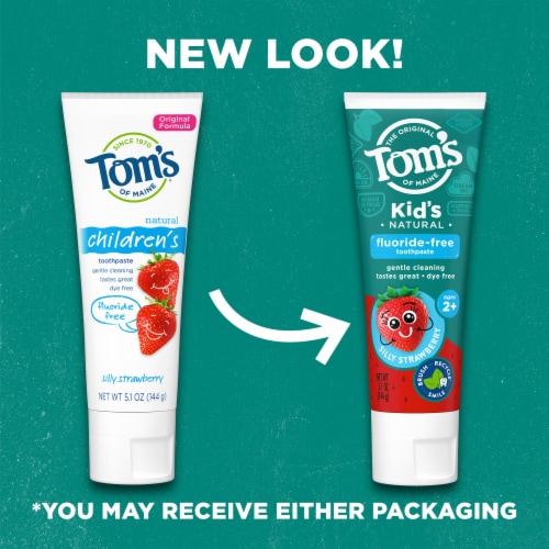 Tom's of Maine Toothpaste for Kids Fluoride-Free Natural Silly Strawberry Perspective: back