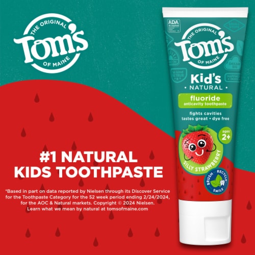 Tom's of Maine Toothpaste for Kids with Fluoride Natural Silly Strawberry Perspective: back