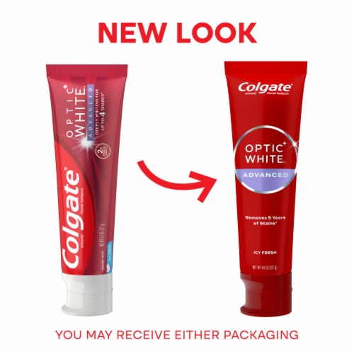 Colgate Optic White Advanced Hydrogen Peroxide Toothpaste in Icy Fresh Perspective: back