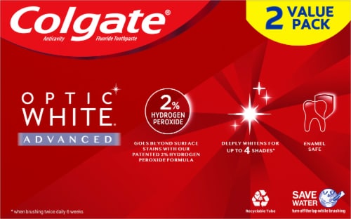 Colgate Optic White Advanced Sparkling White Teeth Whitening Toothpaste Perspective: back