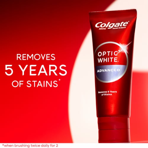 Colgate Optic White Advanced Teeth Whitening Toothpaste Sparkling White Perspective: back