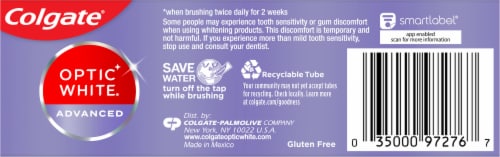 Colgate Optic White Advanced Sparkling White Mint Toothpaste Perspective: back