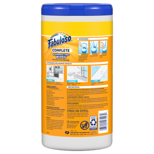 Fabuloso® Lemon Complete Disinfecting Wipes Perspective: back